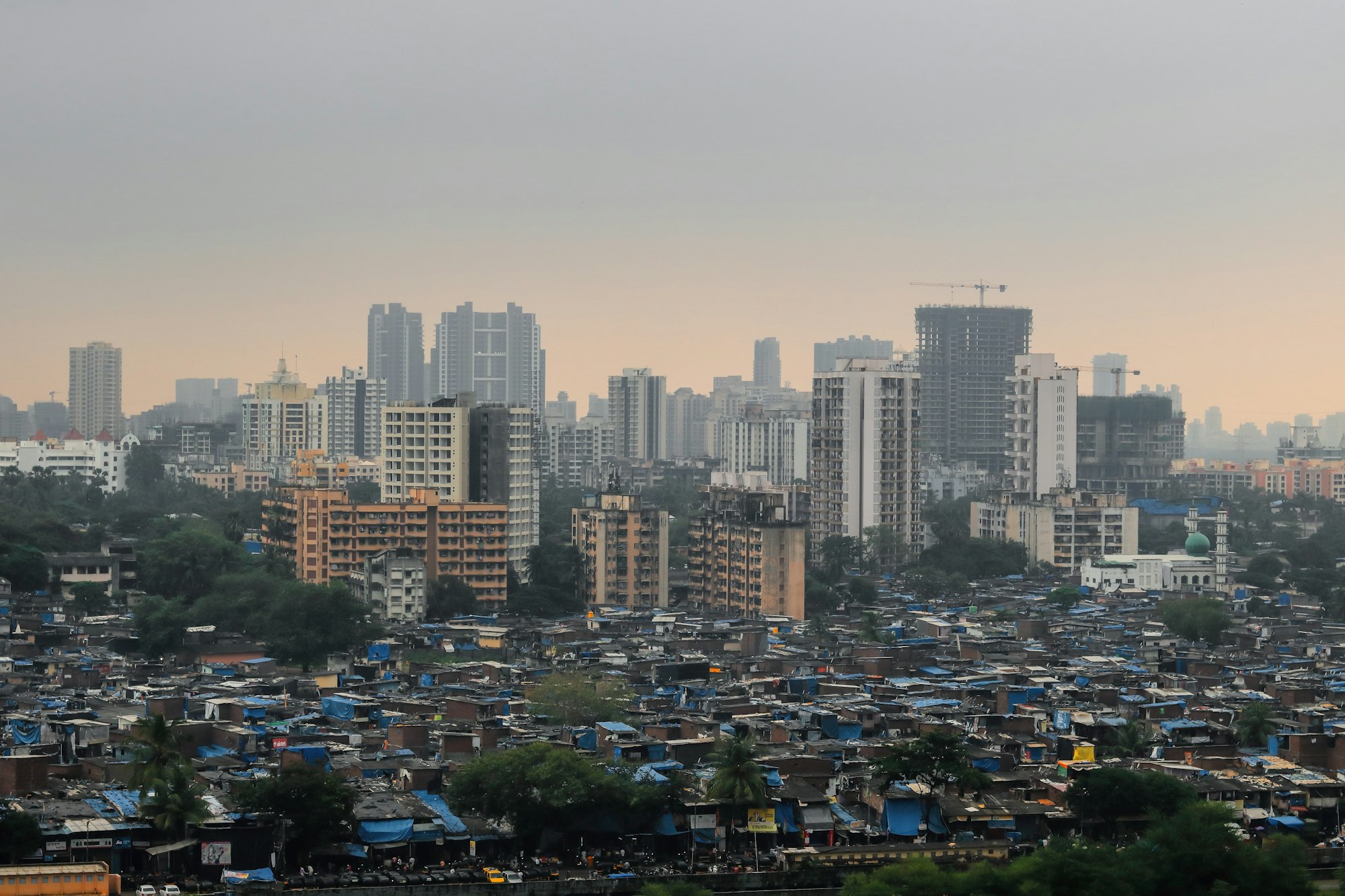 Cityscape - depiction of the rich and poor homes